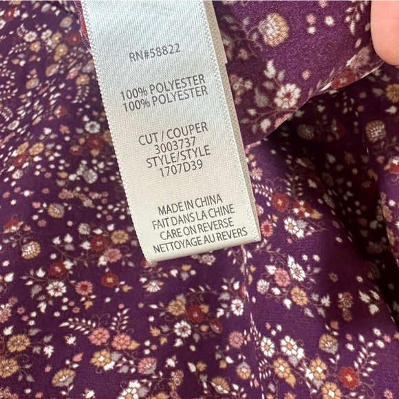 Max Studio long smocked sleeve peasant blouse size Small maroon purple - Picture 6 of 6